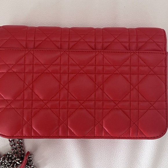 CHRISTIAN DIOR Lambskin Cannage Miss Dior Promenade Bag Coral Orange/Vermillion - Picture 14 of 17